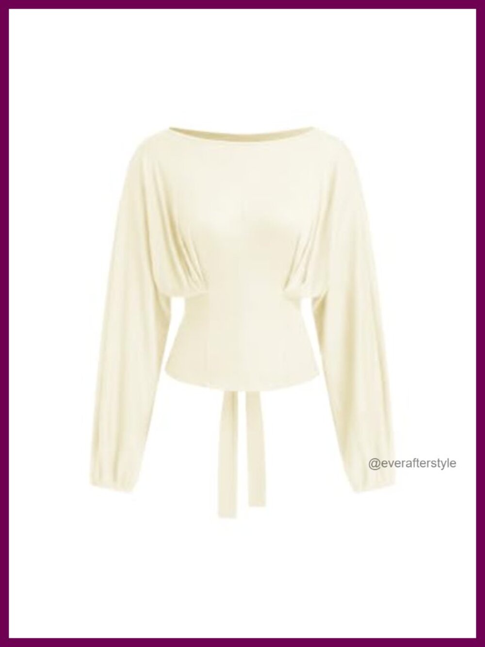 Women's Long Sleeve Boat Neck Tie Back Top Batwing Sleeve Jersey Knit Blouse